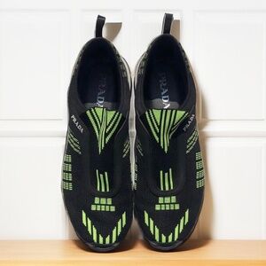 SIZE 9/10 MENS BRAT Green PRADA Knitted Slipon Sneakers